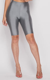 Nylon Spandex Bermuda Biker Shorts - Dark Silver - SohoGirl.com