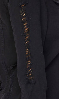 Laser Cut Denim Jacket in Black - SohoGirl.com