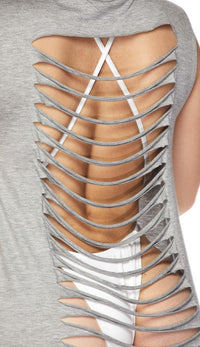 Gray Laser Cut High Low Cover Up - SohoGirl.com