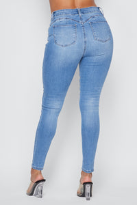 Basic Push-Up Denim Skinny Jeans - Light Wash - SohoGirl.com