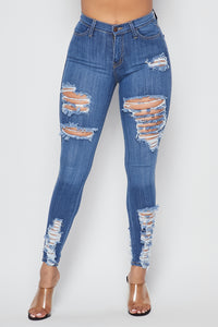 High Waisted Ripped Denim Jeans - Medium - SohoGirl.com
