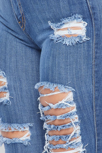 High Waisted Ripped Denim Jeans - Medium - SohoGirl.com