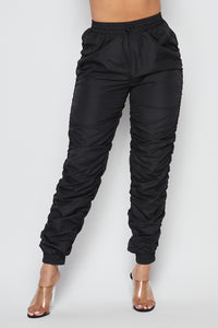 Ruched Side Track Pants - Black - SohoGirl.com