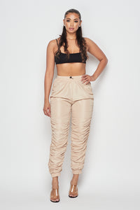 Ruched Side Track Pants - Taupe - SohoGirl.com