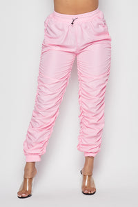 Ruched Side Track Pants - Pink - SohoGirl.com