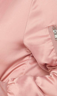 Classic Puffy Satin Bomber Jacket in Dusty Pink - SohoGirl.com