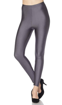 High Waisted Nylon Leggings - Charcoal - SohoGirl.com