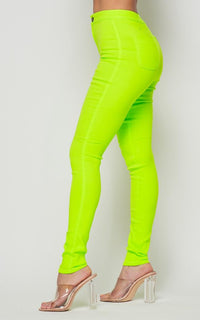 Super High Waisted Stretchy Skinny Jeans - Neon Green - SohoGirl.com
