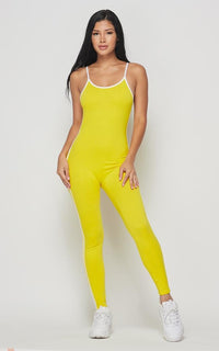 Side Stripe Camisole Unitard - Yellow - SohoGirl.com