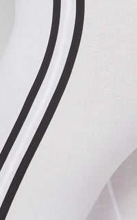 Side Stripe Camisole Unitard - White - SohoGirl.com