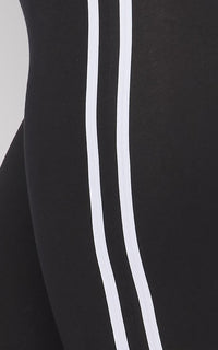 Side Stripe Camisole Unitard - Black - SohoGirl.com
