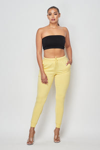 Classic Ultra Soft Drawstring Joggers - Light Yellow - SohoGirl.com