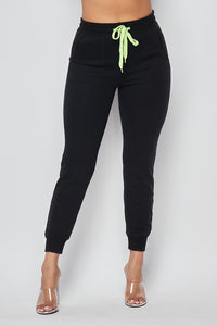 Soft Comfy Green Drawstring Jogger Pants - Black - SohoGirl.com