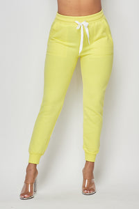 Mia Drawstring Jogger Sweatpants - Yellow - SohoGirl.com