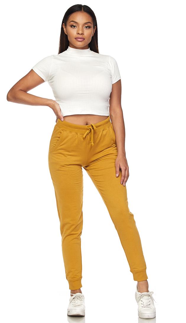 Classic Drawstring Jogger Pants - Mustard – SohoGirl.com