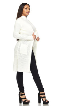 Longline Chunky Knit Cardigan (Plus Sizes Available S-3XL) - Ivory - SohoGirl.com