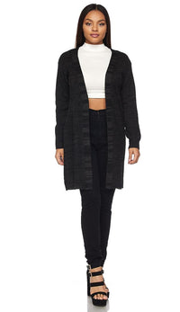Longline Chunky Knit Cardigan (Plus Sizes Available S-3XL) - Charcoal - SohoGirl.com