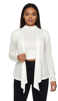 Draped Sweater Cardigan in White - SohoGirl.com