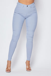 High Waisted Skinny Jeans - Light Gray - SohoGirl.com