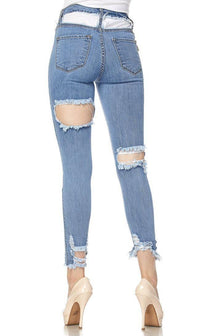 High Waisted All Over Cut Out Jeans - SohoGirl.com