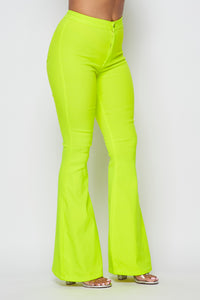 High Waisted Stretchy Bell Bottom Jeans - Neon Yellow - SohoGirl.com