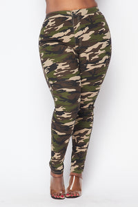 Plus Size Super High Waisted Stretchy Skinny Jeans - Camouflage - SohoGirl.com