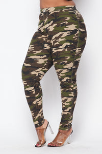Plus Size Super High Waisted Stretchy Skinny Jeans - Camouflage - SohoGirl.com