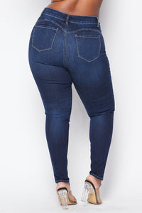 Plus Size Basic Push-Up Denim Skinny Jeans - Dark Wash - SohoGirl.com