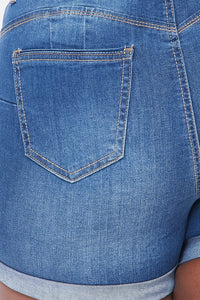 Plus Size Distressed Bermuda Shorts - Medium Wash - SohoGirl.com