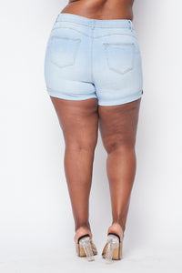 Plus Size Distressed Bermuda Shorts - Light Wash - SohoGirl.com