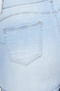 Plus Size Distressed Bermuda Shorts - Light Wash - SohoGirl.com