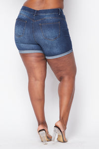 Plus Size Distressed Bermuda Shorts - Dark Wash - SohoGirl.com
