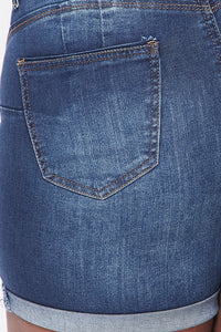 Plus Size Distressed Bermuda Shorts - Dark Wash - SohoGirl.com