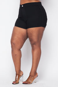 Plus Size Basic High Waisted Shorts - Black - SohoGirl.com