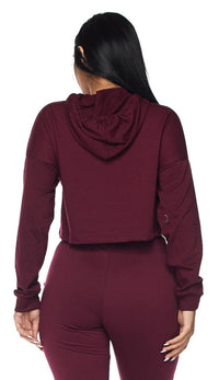 Everyday Pullover Cropped Hoodie - Burgundy - SohoGirl.com