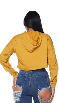 Everyday Pullover Cropped Hoodie - Mustard - SohoGirl.com