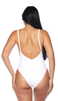 White Plunging Back One Piece Swimsuit (XS-2XL) - SohoGirl.com