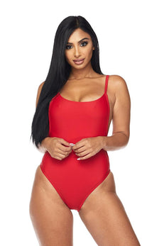 Red Plunging Back One Piece Swimsuit (XS-2XL) - SohoGirl.com