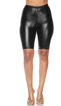 Metallic Bermuda Biker Shorts - Black - SohoGirl.com