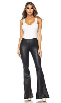 Black Faux Leather Bell Bottom Pants (Plus Sizes Available) - SohoGirl.com