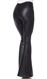Black Faux Leather Bell Bottom Pants (Plus Sizes Available) - SohoGirl.com