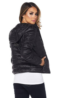Hooded Winter Bubble Jacket in Black - SohoGirl.com