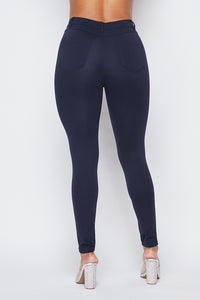 Classic High Rise Stretchy Skinny Pants (S-3XL) - Navy Blue - SohoGirl.com