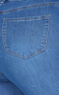 Button Fly Bell Bottom Stretchy Jeans - Medium Denim - SohoGirl.com