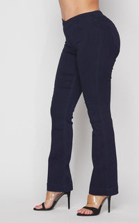 Mid Rise Denim Bootcut Pants (S-XL) - Super Dark Denim - SohoGirl.com