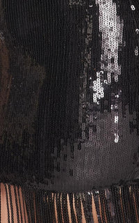 Sequin Tassel 3-4 Sleeve Midi Dress - Black - SohoGirl.com