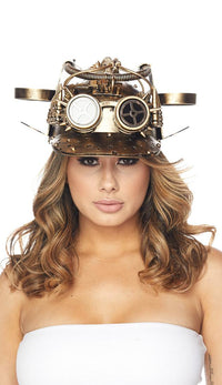 Steampunk Guzzler Helmet Drinking Hat - Gold - SohoGirl.com