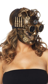 Steampunk LED Light Up Compass Mask - Gold - SohoGirl.com