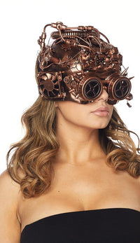 Steampunk LED Light Up Goggle Helmet Mask - Copper - SohoGirl.com