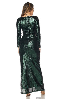 Long Sleeve Sequin Maxi Dress - Green - SohoGirl.com